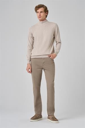 Morven Erkek Bej Basic Yarım Balıkçı Yaka Dynamic Fit Rahat Kesim Triko