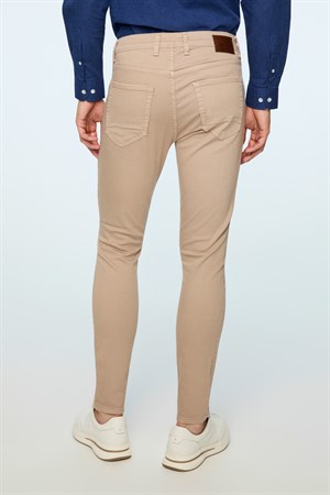 Morven Erkek Bej Denim 5 Cep Slim Fit Jean Kot Pantolon