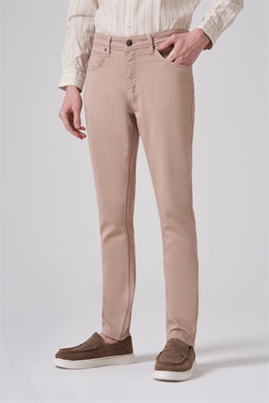 Morven Erkek Bej Denim 5 Cep Slim Fit Jean