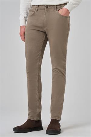 Morven Erkek Bej Denim 5 Cep Slim Fit Jean Kot Pantolon