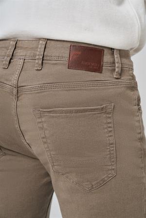 Morven Erkek Bej Denim 5 Cep Slim Fit Jean Kot Pantolon