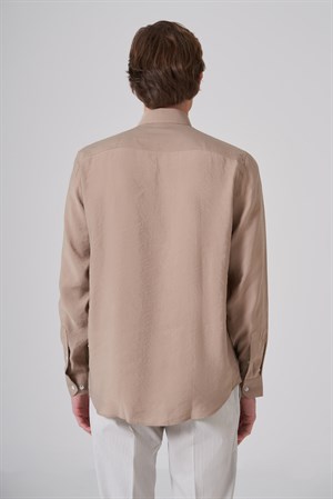 Morven Erkek Bej Dynamic Fit Düğmeli Yaka Gömlek Modal