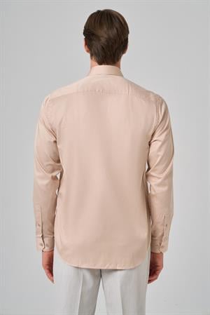 Morven Erkek Bej Dynamic Fit Sert Yaka Gömlek