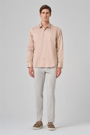 Morven Erkek Bej Dynamic Fit Sert Yaka Gömlek