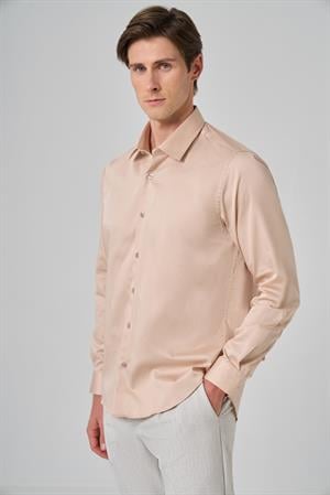 Morven Erkek Bej Dynamic Fit Sert Yaka Gömlek