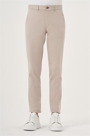 Morven Erkek Bej Yazlık Pamuk Yan Cep Slim Fit Chino Pantolon