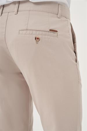 Morven Erkek Bej Yazlık Pamuk Yan Cep Slim Fit Chino Pantolon