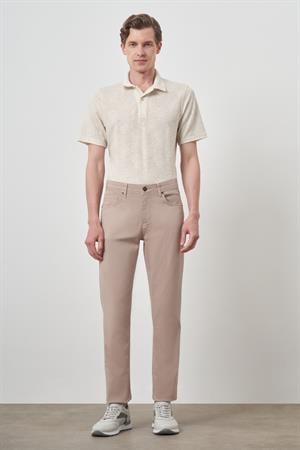 Morven Erkek Bej Pamuk 5 Cep Dynamic Fit Jean Kot Pantolon