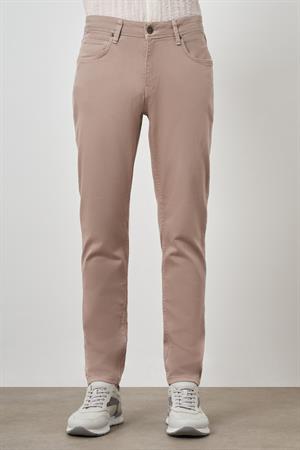 Morven Erkek Bej Pamuk 5 Cep Slim Fit Jean Kot Pantolon