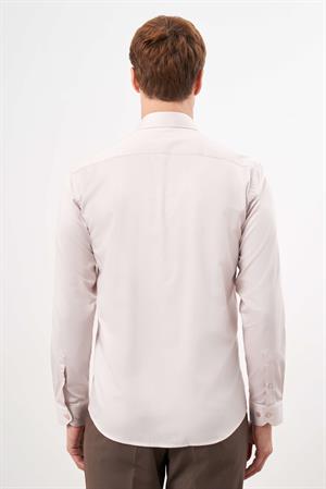 Morven Erkek Bej Pamuk Düz Desen Sert Yaka Slim Fit  Gömlek