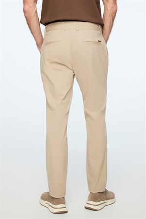 Morven Erkek Bej Pamuk Trend Düz Slim Fit Chino Pantolon