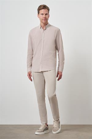 Morven Erkek Bej Pamuk Trend Dynamic Fit Düğmeli Yaka Gömlek