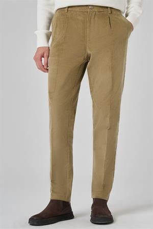 Morven Erkek Bej Pamuk Trend Fitilli Kadife Lastikli Slim Fit Pantolon