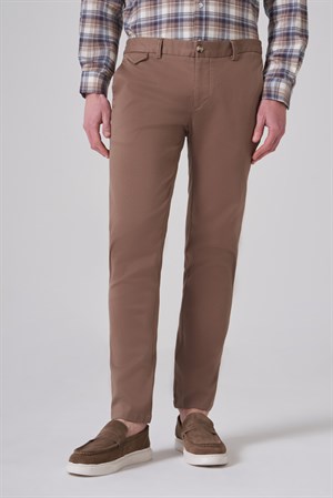 Morven Erkek Bej Pamuk Trend Slim Fit Chino Pantolon