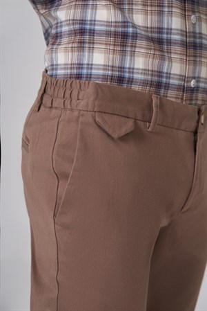 Morven Erkek Bej Pamuk Trend Slim Fit Chino Pantolon