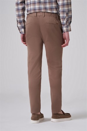 Morven Erkek Bej Pamuk Trend Slim Fit Chino Pantolon