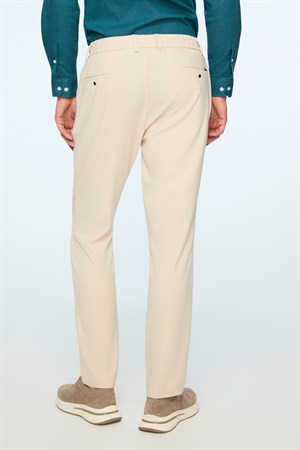 Morven Erkek Bej Poliviskon Trend Düz Slim Fit Jogger Pantolon