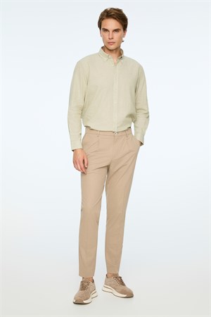 Morven Erkek Bej Poliviskon Trend Düz Slim Fit Pantolon