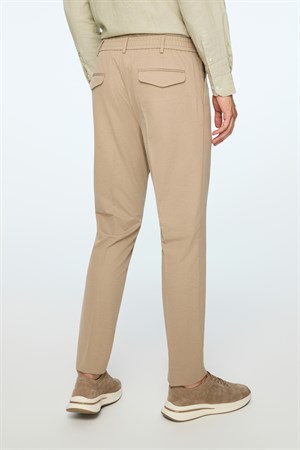 Morven Erkek Bej Poliviskon Trend Düz Slim Fit Pantolon