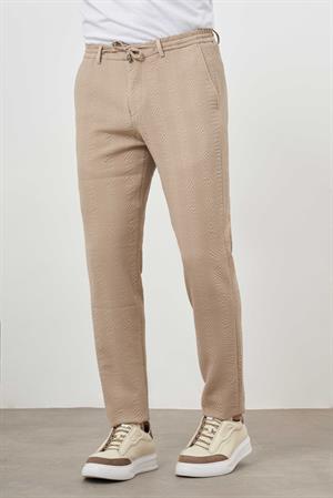 Morven Erkek Bej Poliviskon Trend İpli Jogger Slim Fit Spor Pantolon