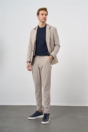 Morven Erkek Bej Polyamide Torba Cep Kapüşonlu Slim Fit Mono Yaka Spor Takım Elbise