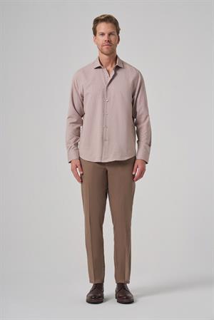 Morven Erkek Bej Polyester Trend Desenli Dynamic Fit İtalyan Yaka Gömlek