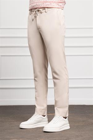 Morven Erkek Bej Slim Fit Dar Kesim İpli Jogger Pantolon