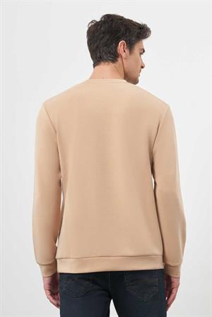 Morven Erkek Bej Trend Bisiklet Yaka Sweat-Shirt