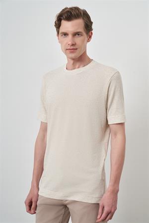 Morven Erkek Bej Trend Bisiklet Yaka T-Shirt