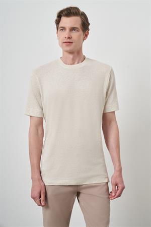 Morven Erkek Bej Trend Bisiklet Yaka T-Shirt