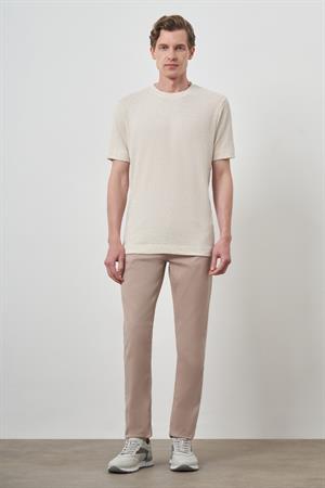 Morven Erkek Bej Trend Bisiklet Yaka T-Shirt