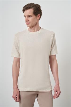 Morven Erkek Bej Trend Bisiklet Yaka T-Shirt