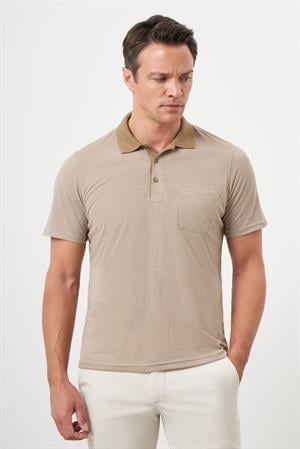 Morven Erkek Bej Trend Cepli Polo Yaka T-Shirt