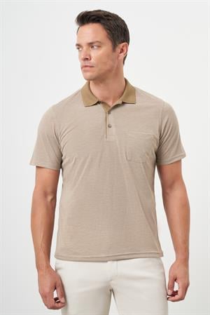 Morven Erkek Bej Trend Cepli Polo Yaka T-Shirt