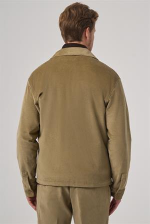 Morven Erkek Bej Trend Çift Cepli Kadife Gömlek Ceket