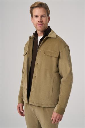 Morven Erkek Bej Trend Çift Cepli Kadife Gömlek Ceket