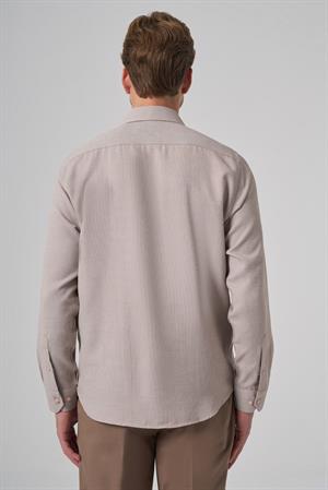 Morven Erkek Bej Trend Dynamic Fit Sert Yaka Gömlek