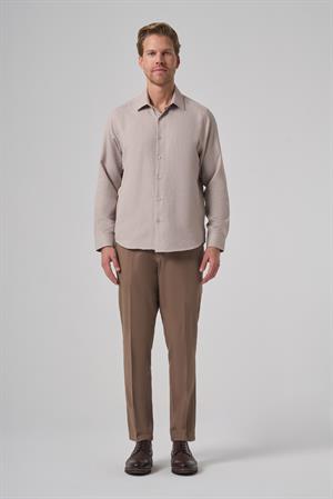 Morven Erkek Bej Trend Dynamic Fit Sert Yaka Gömlek
