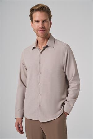 Morven Erkek Bej Trend Dynamic Fit Sert Yaka Gömlek