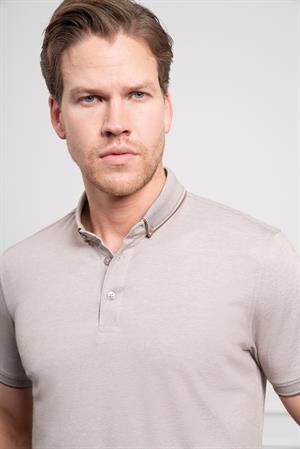 Morven Erkek Bej Trend Merserize Düz Düğmeli Yaka Dynamic Fit T-Shirt