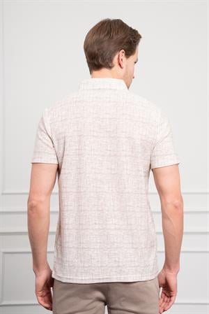 Morven Erkek Bej Trend Polo Yaka Desenli Dynamic Fit Rahat Kesim T-Shirt