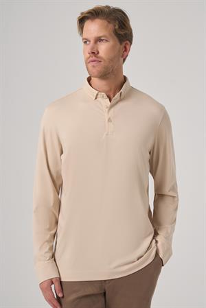 Morven Erkek Bej Trend Polo Yaka Rayon Sweatshirt