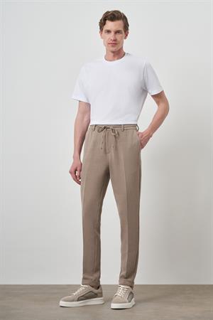 Morven Erkek Bej Trend Slim Fit İpli Jogger Pantolon