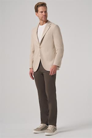 Morven Erkek Bej Trend Slim Fit Mono Yaka Ceket