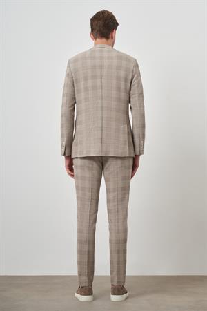 Morven Erkek Bej Trend Slim Fit Mono Yaka Takım Elbise