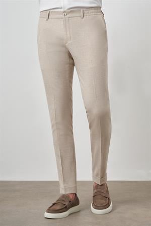 Morven Erkek Bej Trend Tam Lastikli Slim Fit Pantolon