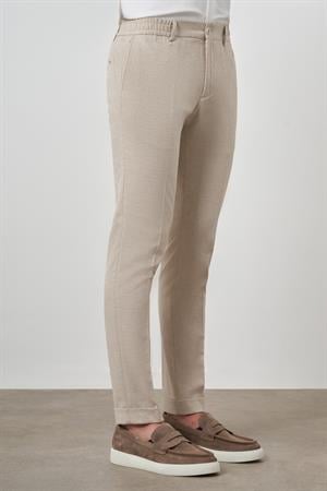 Morven Erkek Bej Trend Tam Lastikli Slim Fit Pantolon