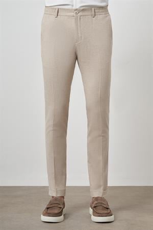 Morven Erkek Bej Trend Tam Lastikli Slim Fit Pantolon