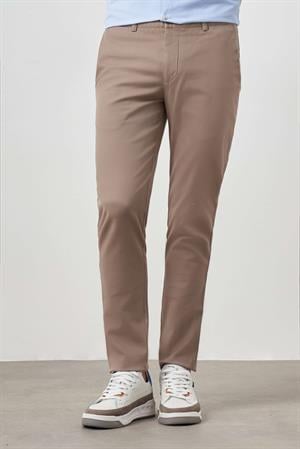 Morven Erkek Bej Yazlık Pamuk Yan Cep Slim Fit Chino Pantolon