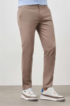Morven Erkek Bej Yazlık Pamuk Yan Cep Slim Fit Chino Pantolon